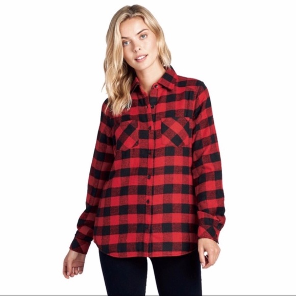LAST! Sherpa Lined Plaid Tops - Picture 2 of 3